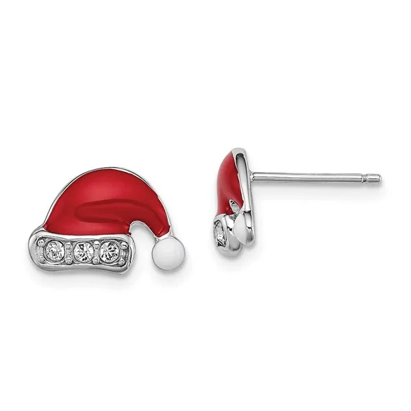 Enamel and Crystal Santa Hat Children's Earrings Hollingsworth Jewelers Gallery Petaluma, CA
