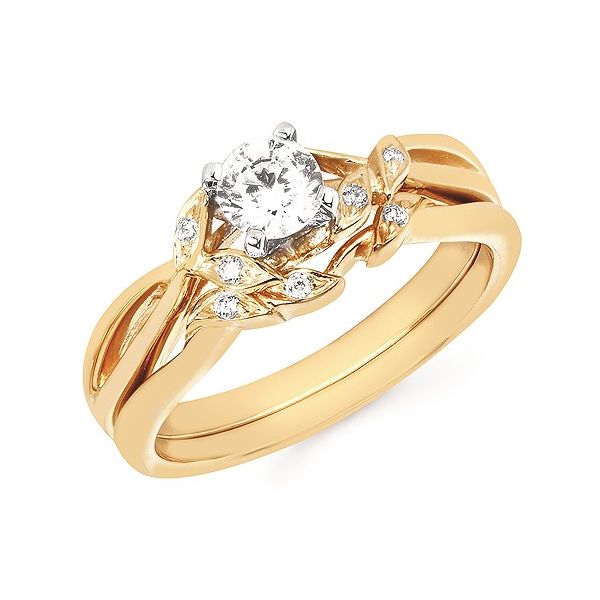 Diamond Leaf Engagement Ring in 14K Gold Image 3 Holly McHone Jewelers Astoria, OR