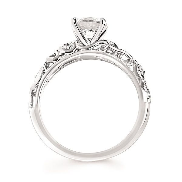 Vintage-Style Engagement Ring Mounting in 14K White Gold Image 2 Holly McHone Jewelers Astoria, OR