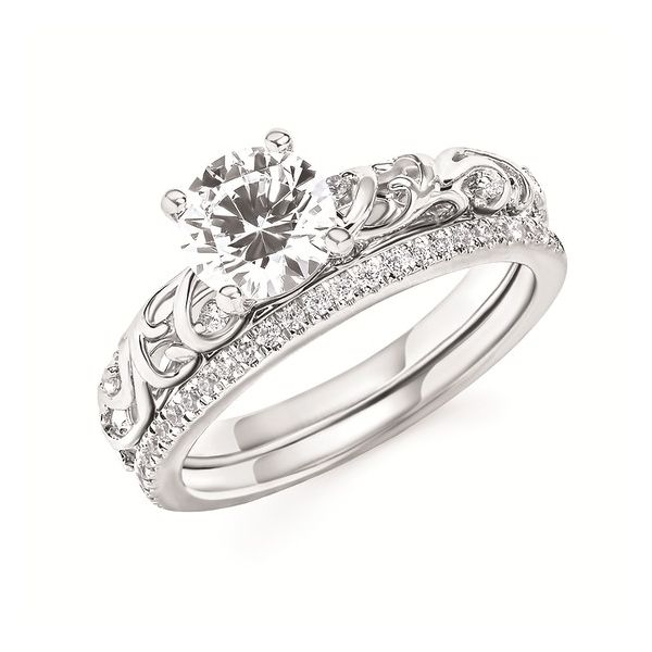 Vintage-Style Engagement Ring Mounting in 14K White Gold Image 3 Holly McHone Jewelers Astoria, OR