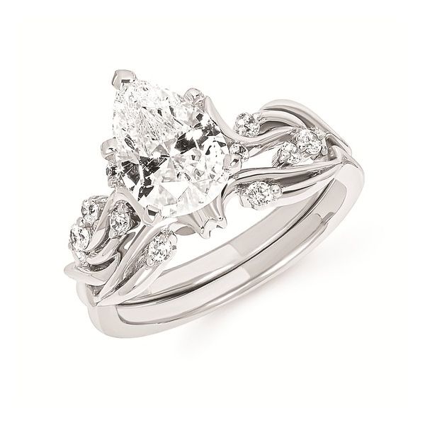 Diamond Organic Design Engagement Ring Mounting in 14K White Gold Image 3 Holly McHone Jewelers Astoria, OR
