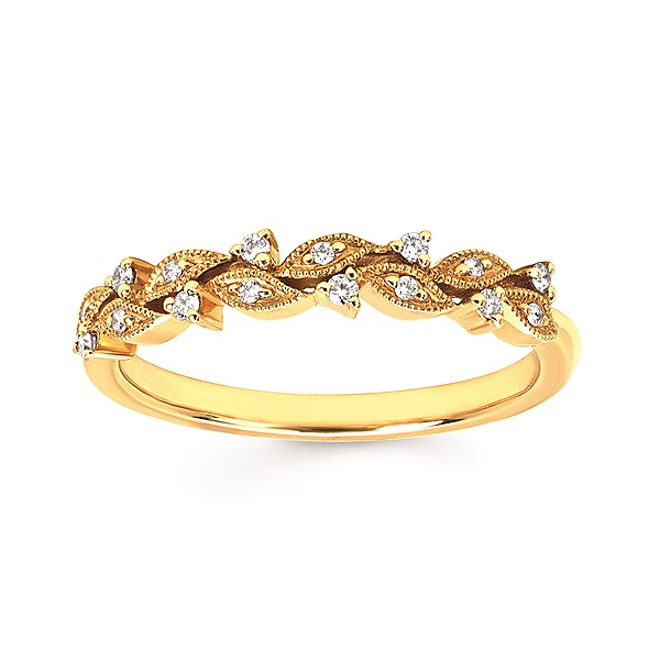 Diamond Leaf Wedding Band in 14K Gold Holly McHone Jewelers Astoria, OR