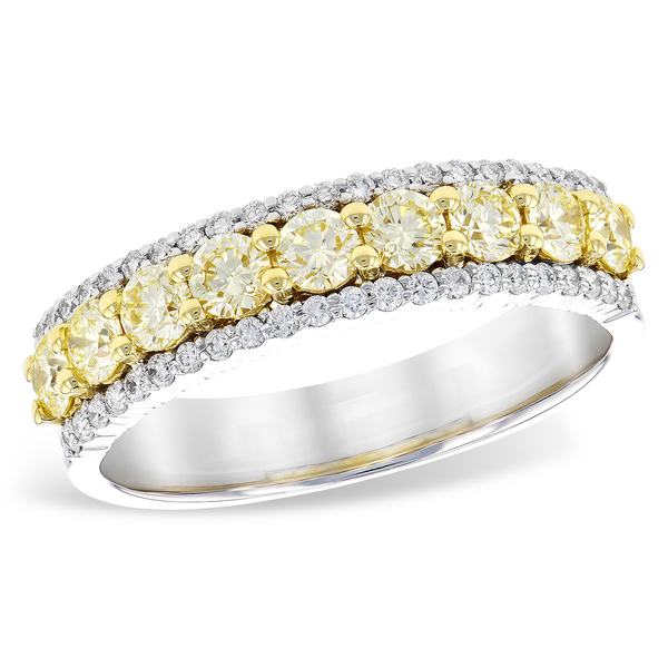 Yellow Diamond Anniversary Band Fashion Ring in 14K White Gold Holly McHone Jewelers Astoria, OR