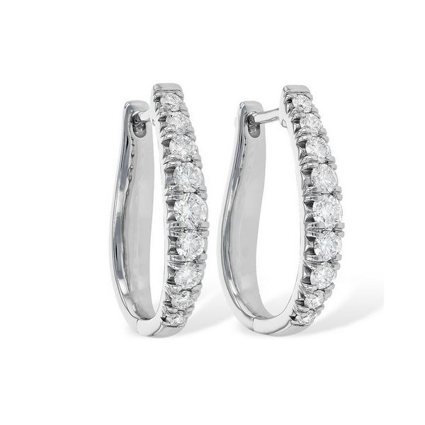 Diamond Hoop Earrings in 14K White Gold Holly McHone Jewelers Astoria, OR