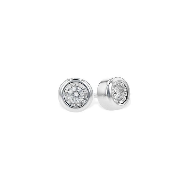 Diamond Illusion Stud Earrings in 14K White Gold Holly McHone Jewelers Astoria, OR