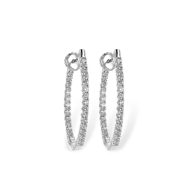 Diamond Inside Outside Hoop Earrings in 14K White Gold Holly McHone Jewelers Astoria, OR
