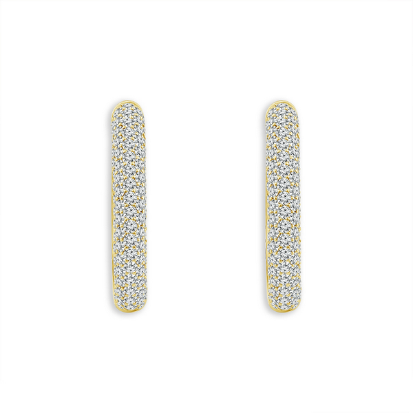 Diamond Huggie Hoop Earrings in 14K Gold Image 2 Holly McHone Jewelers Astoria, OR