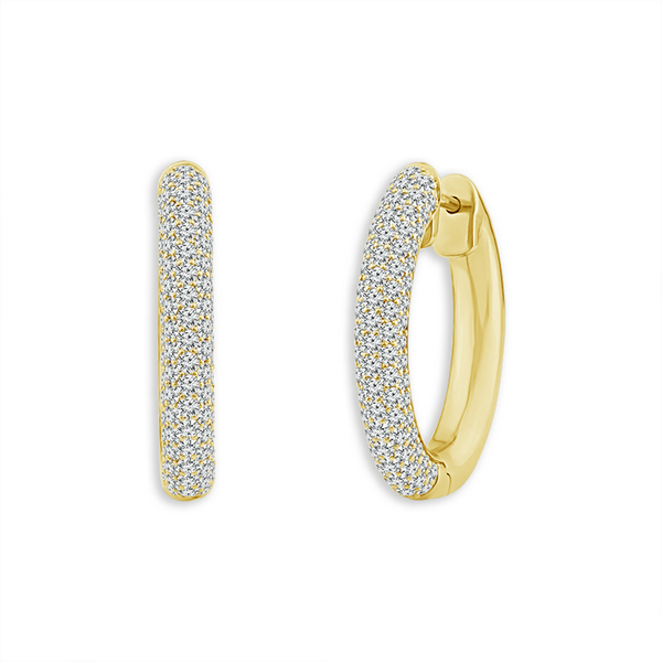 Diamond Huggie Hoop Earrings in 14K Gold Holly McHone Jewelers Astoria, OR