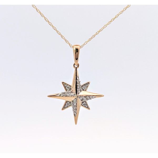 Diamond North Star Starburst Pendant in 14K Gold Holly McHone Jewelers Astoria, OR