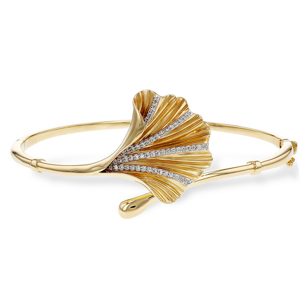 Diamond Ginkgo Leaf Bracelet in 14K Gold Holly McHone Jewelers Astoria, OR