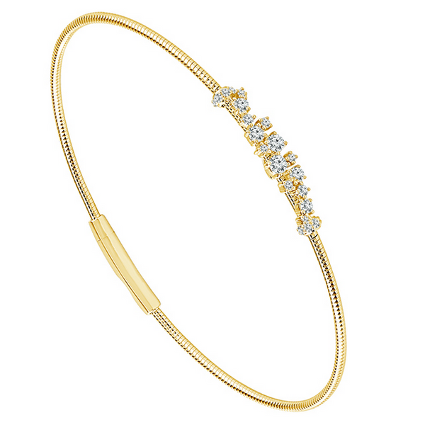 Diamond Cluster Flexie Bangle Bracelet in 14K Gold Holly McHone Jewelers Astoria, OR