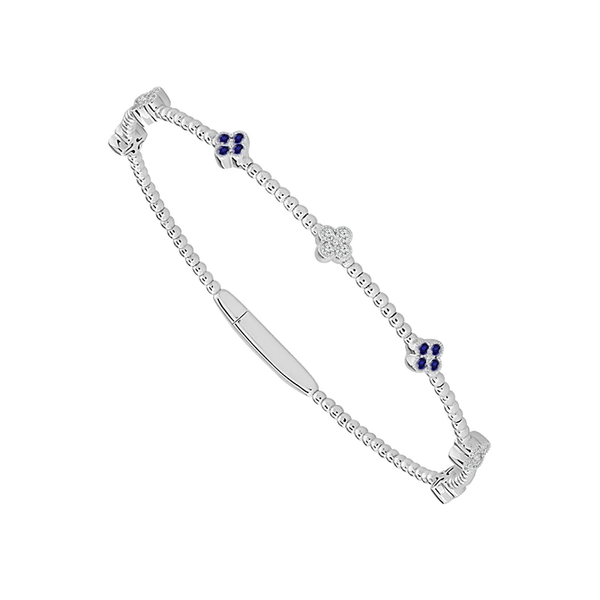 Diamond & Sapphire Flexie Bangle Bracelet in 14K White Gold Holly McHone Jewelers Astoria, OR