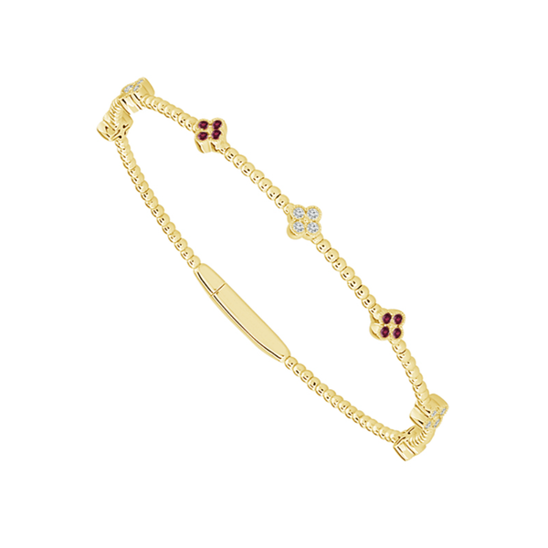 Diamond & Ruby Flexie Bangle Bracelet in 14K Gold Holly McHone Jewelers Astoria, OR