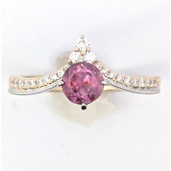 Pink Montana Sapphire Diamond Ring in 14K Gold Image 2 Holly McHone Jewelers Astoria, OR