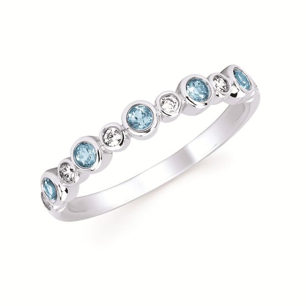 Blue Topaz & Diamond Stacker Ring in 14K White Gold Holly McHone Jewelers Astoria, OR