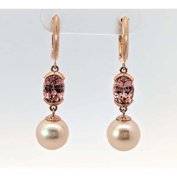 14K Rose Gold Pearl and Garnet Earrings Holly McHone Jewelers Astoria, OR