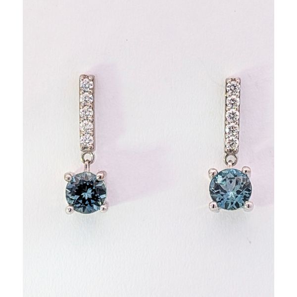 Montana Sapphire & Diamond Stud Dangle Earrings Holly McHone Jewelers Astoria, OR