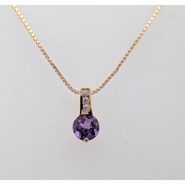 Amethyst & Diamond Pendant in 14K Gold Holly McHone Jewelers Astoria, OR