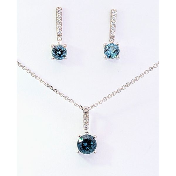 Montana Sapphire & Diamond Pendant in 14K White Gold Holly McHone Jewelers Astoria, OR