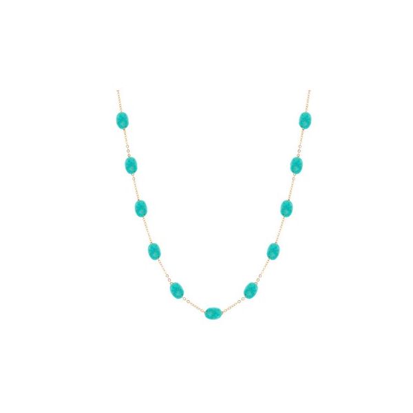 Turquoise Station Necklace in 14K Gold Holly McHone Jewelers Astoria, OR
