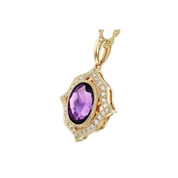 Amethyst & 14K Gold Pendant with Chain Image 2 Holly McHone Jewelers Astoria, OR