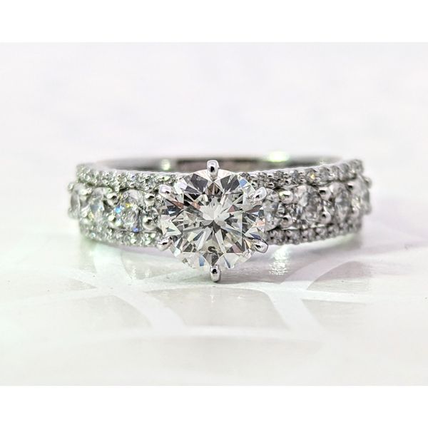 HMJ Designs Engagement Ring with Diamond Encrusted Band Holly McHone Jewelers Astoria, OR