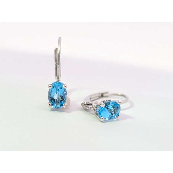 Swiss Blue Topaz Leverback Earrings in 14K White Gold Holly McHone Jewelers Astoria, OR