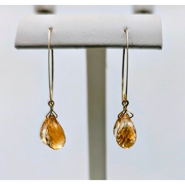 Citrine Briolette Dangle Earrings in 14K Gold Image 3 Holly McHone Jewelers Astoria, OR