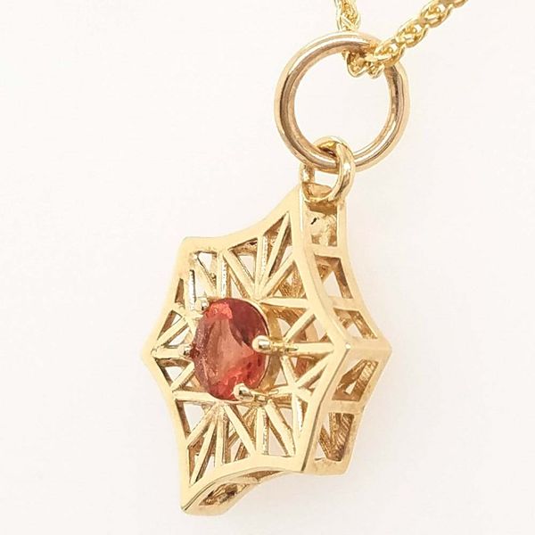 Holly McHone Original Astoria Megler Bridge Oregon Sunstone Pendant in 14K Gold Image 2 Holly McHone Jewelers Astoria, OR