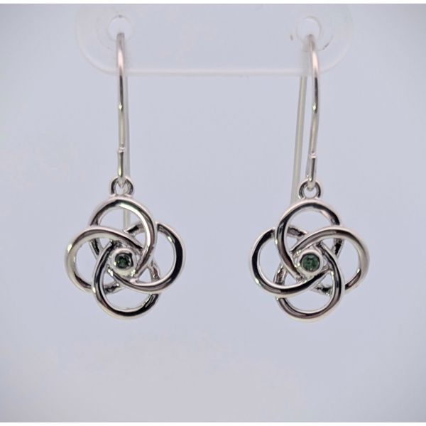 Emerald Celtic Drop Earrings in Sterling Silver Holly McHone Jewelers Astoria, OR