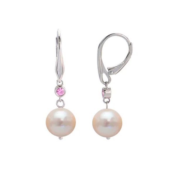 Freshwater Pearl & Ruby Drop Earrings in Sterling Silver Holly McHone Jewelers Astoria, OR