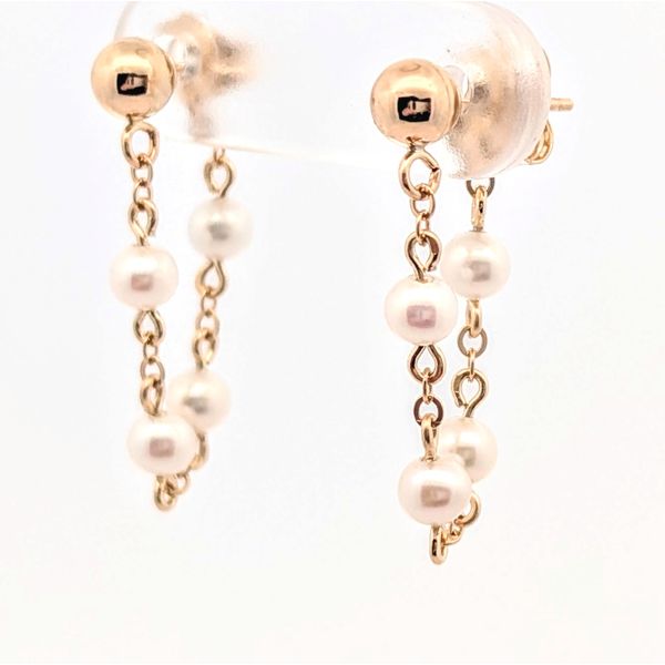 Freshwater Pearl Sweep Ball Stud Earrings in 14K Gold Image 2 Holly McHone Jewelers Astoria, OR