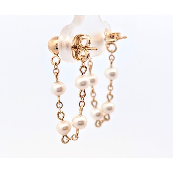 Freshwater Pearl Sweep Ball Stud Earrings in 14K Gold Image 3 Holly McHone Jewelers Astoria, OR