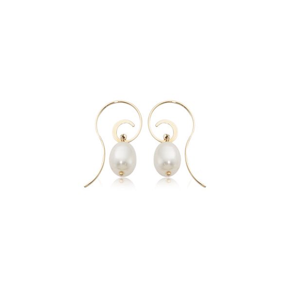 Freshwater Pearl Drop Hook Earrings in 14K Gold Holly McHone Jewelers Astoria, OR