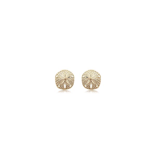 Sand Dollar Stud Earrings in 14K Gold Holly McHone Jewelers Astoria, OR
