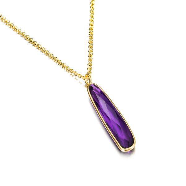 Amethyst Oval Pendant in Sterling Silver with 18K Vermeil Holly McHone Jewelers Astoria, OR