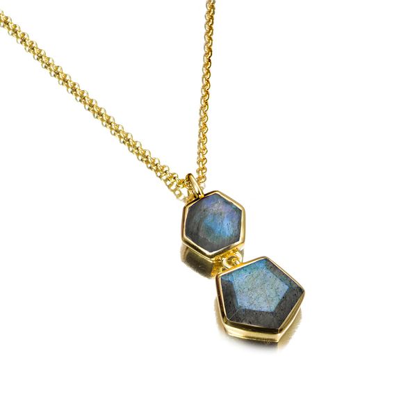 Labradorite Geometric Pendant in Sterling Silver with 18K Vermeil Holly McHone Jewelers Astoria, OR