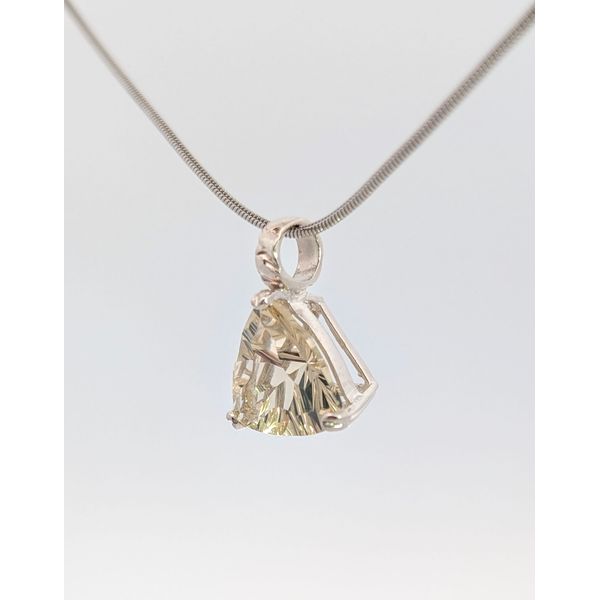 Oregon Sunstone Trillion Cut Pendant in Sterling Silver Image 2 Holly McHone Jewelers Astoria, OR