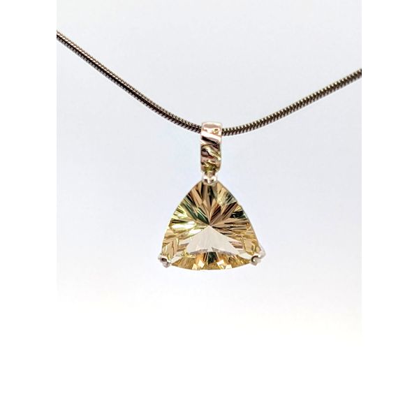 Oregon Sunstone Trillion Cut Pendant in Sterling Silver Holly McHone Jewelers Astoria, OR