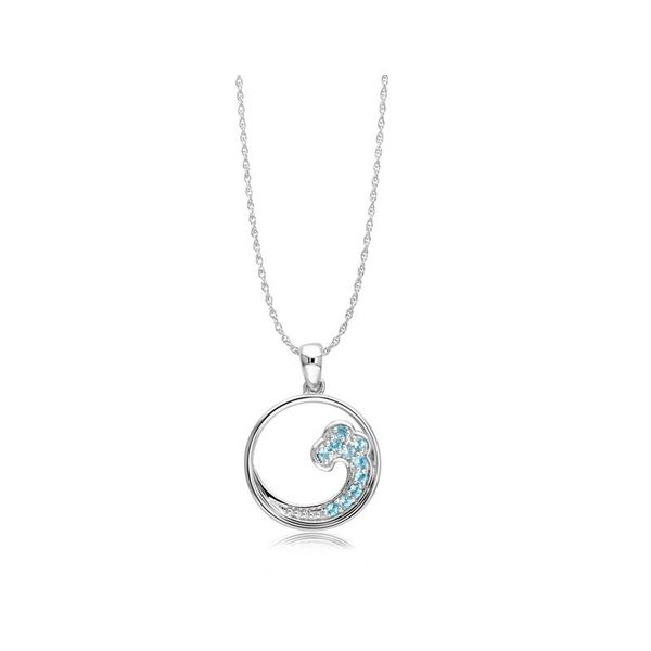 Blue Topaz Wave Pendant in Sterling Silver Holly McHone Jewelers Astoria, OR