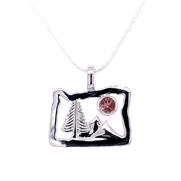 Oregon Sunstone Oregon State Pendant in Sterling Silver Holly McHone Jewelers Astoria, OR