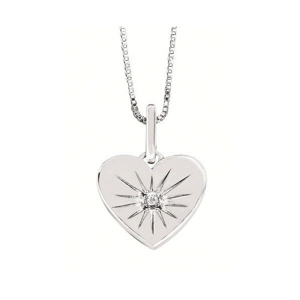 Sterling Silver Starburst Heat Pendant with Diamond Accent Holly McHone Jewelers Astoria, OR