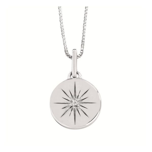 Sterling Silver Starburst Pendant with Diamond Accent Holly McHone Jewelers Astoria, OR