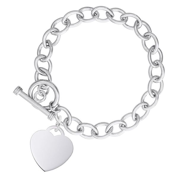 Sterling Silver Open Cable Link Bracelet with Heart Holly McHone Jewelers Astoria, OR