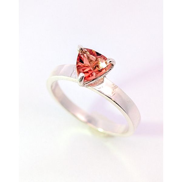 Oregon Sunstone Trillion Cut Ring in Sterling Silver Image 2 Holly McHone Jewelers Astoria, OR