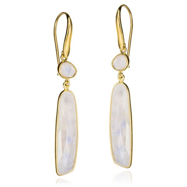 Rainbow Moonstone Drop Earring in 18K Vermeil Holly McHone Jewelers Astoria, OR