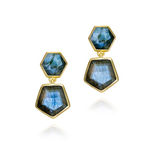Labradorite Drop Earrings in Sterling Silver with 18K Vermeil Holly McHone Jewelers Astoria, OR