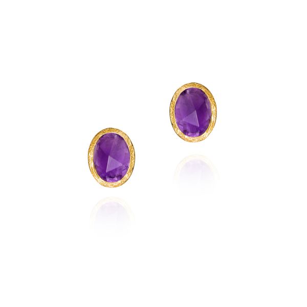 Amethyst Stud Earrings in Sterling Silver with 18K Vermeil Holly McHone Jewelers Astoria, OR