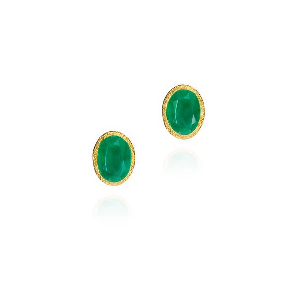 Emerald Stud Earrings in Sterling Silver with 18K Vermeil Holly McHone Jewelers Astoria, OR