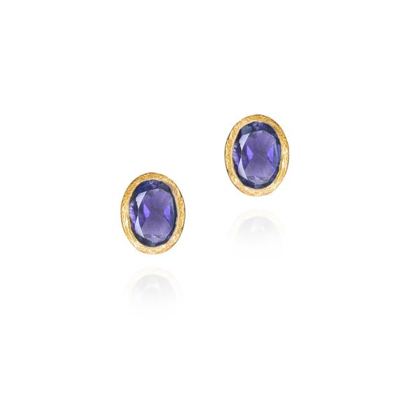 Sapphire Stud Earrings in Sterling Silver with 18K Vermeil Holly McHone Jewelers Astoria, OR